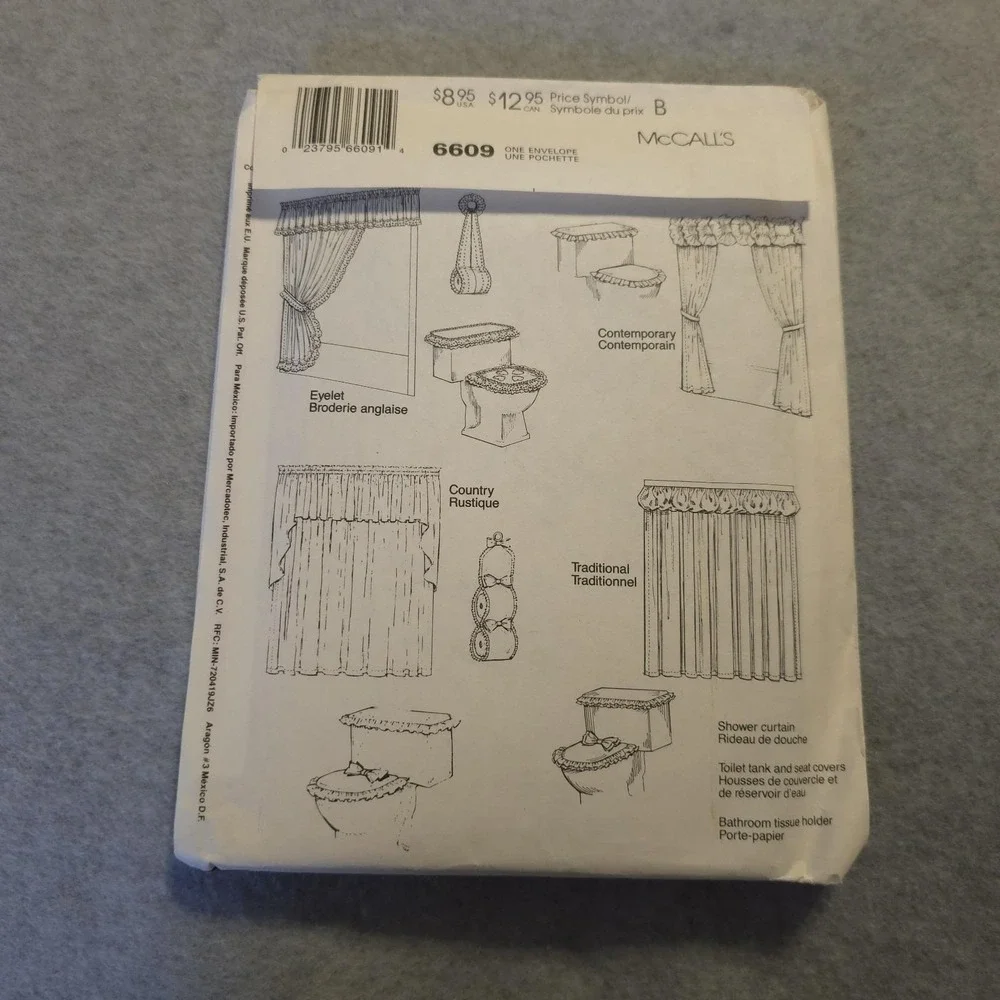 McCalls Sewing Pattern Home Decorating Bathroom Essentials 6609 Uncut